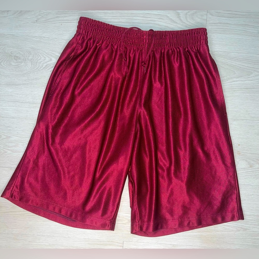 Men's Red‎ Shiny BCG Basketball Shorts 100% polyester Size Large